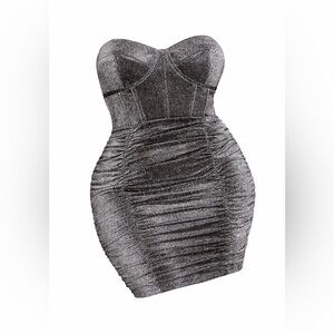 City Chic dress Mia XL/22 Shimmering Black Ruched Mini Dress